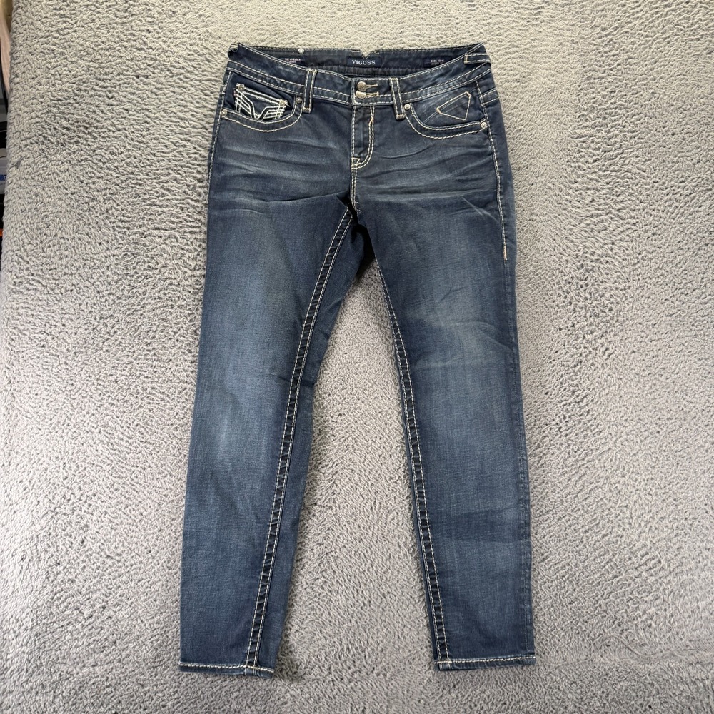 Vigoss Chelsea Jeans Womens 14 Blue Cotton Denim Skinny Faded Western Stretch